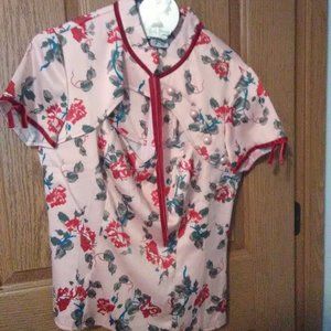 Hell Bunny Pink Floral Asian Style Top